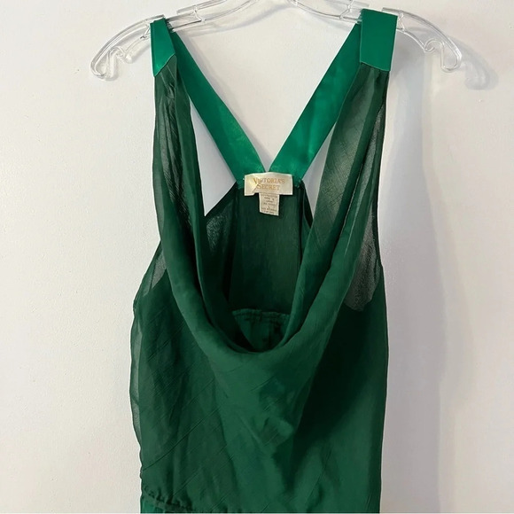 Victoria's Secret Gold Label Emerald Green Slip Chemis  Built in Shorts Sheer L - Picture 8 of 13